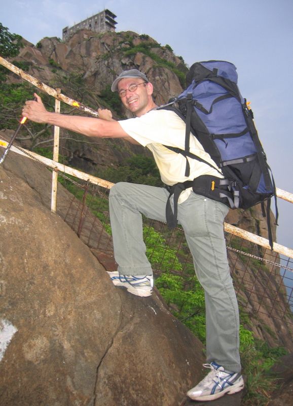 On the steep slope of the mountain